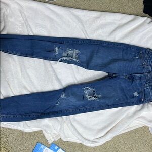 Distressed Skinny Blue Denim Jeans